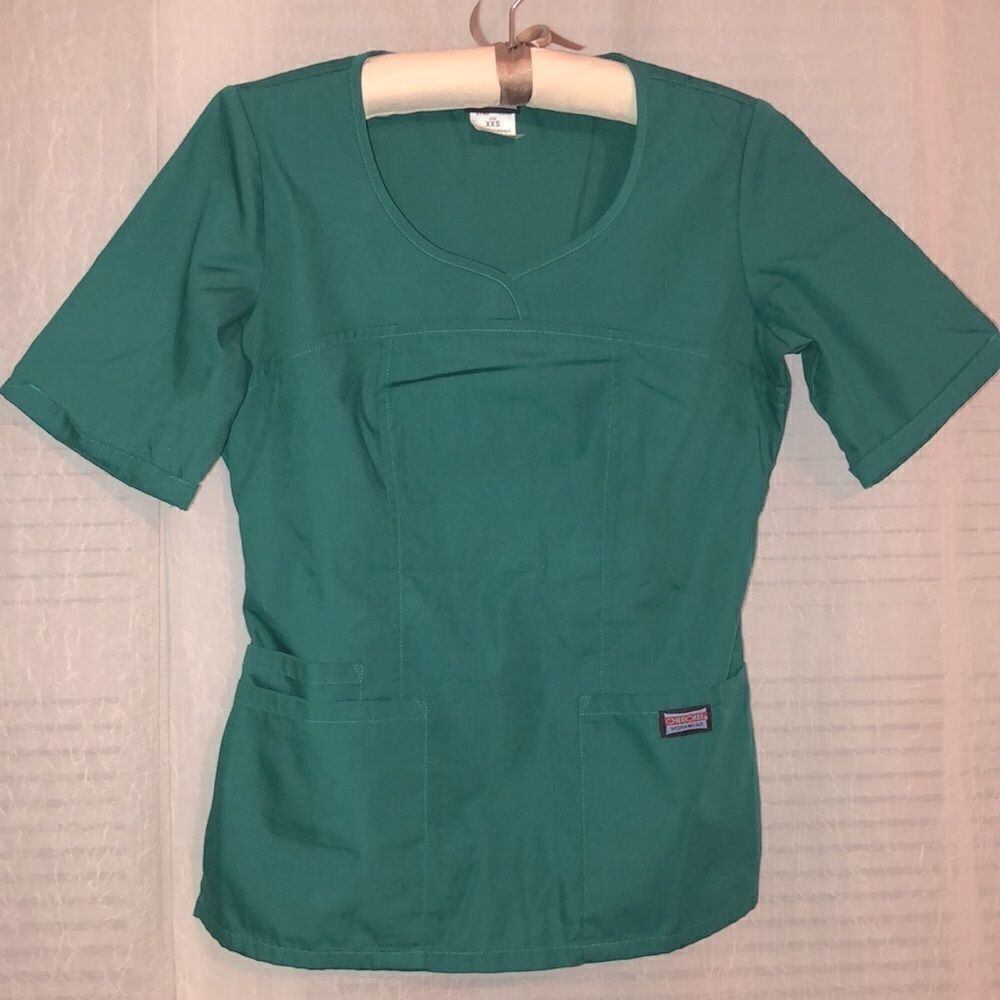 Cherokee XXS Green Scrub Top